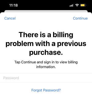There is a billing problem with a previous purchase