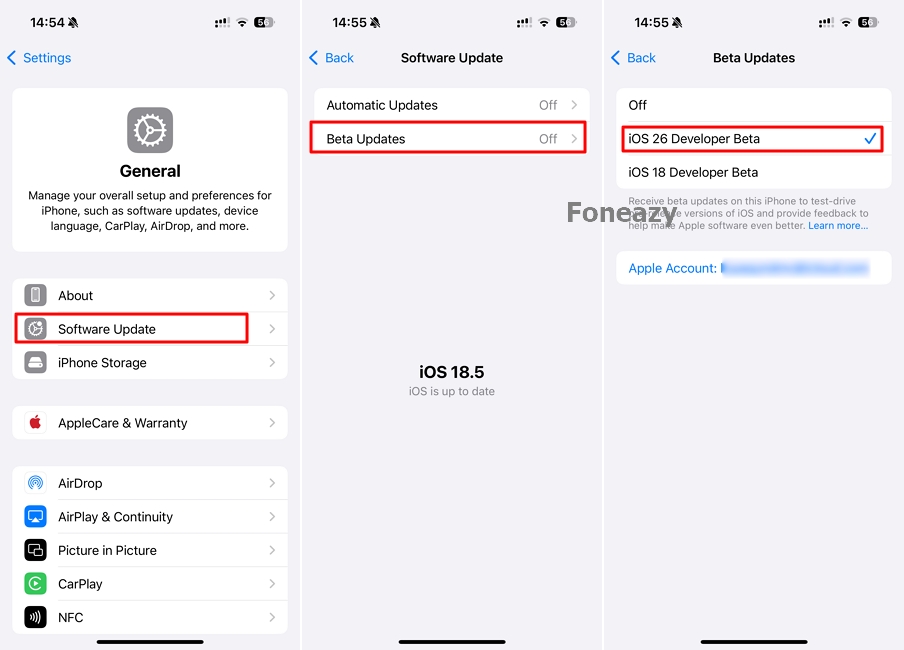 turn on Beta Updates