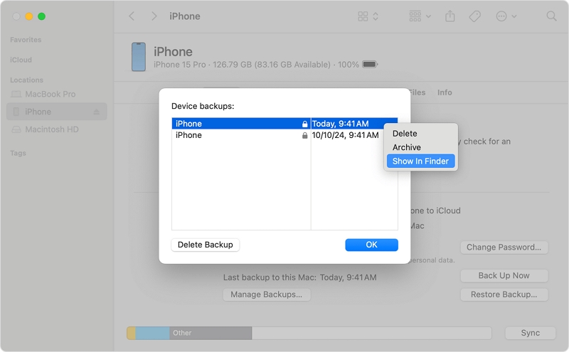 locate the backups of your iPhone on your computer
