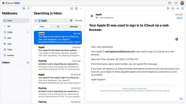in some emails from Apple.