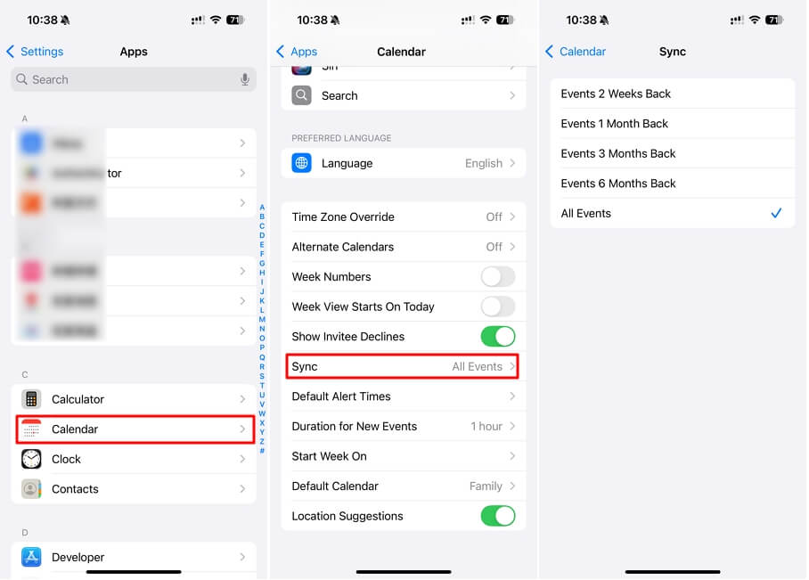 Adjust Calendar Sync Settings