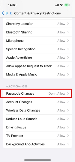 the Passcode Changes