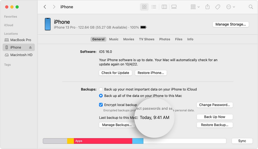 create a backup of all the data on your device.