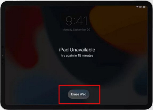 Fix iPad Unavailable Screen via Erase iPad Option 