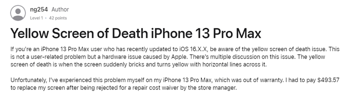 iPhone 13 Pro Max and the Yellow Screen of Death