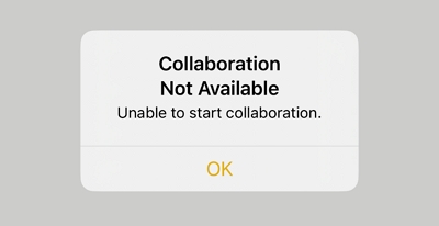 collaboration is not available on iPhone Notes
