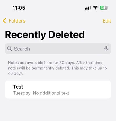 Check If the Deleted Notes Have Been Permanently Removed