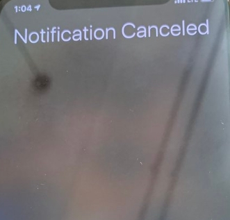 notification canceled appeared on the screen